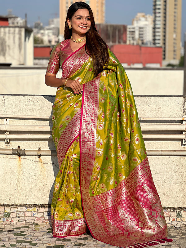 Premium Banarasi Soft Silk Saree With Blouse Piece