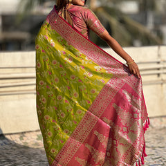Premium Banarasi Soft Silk Saree With Blouse Piece