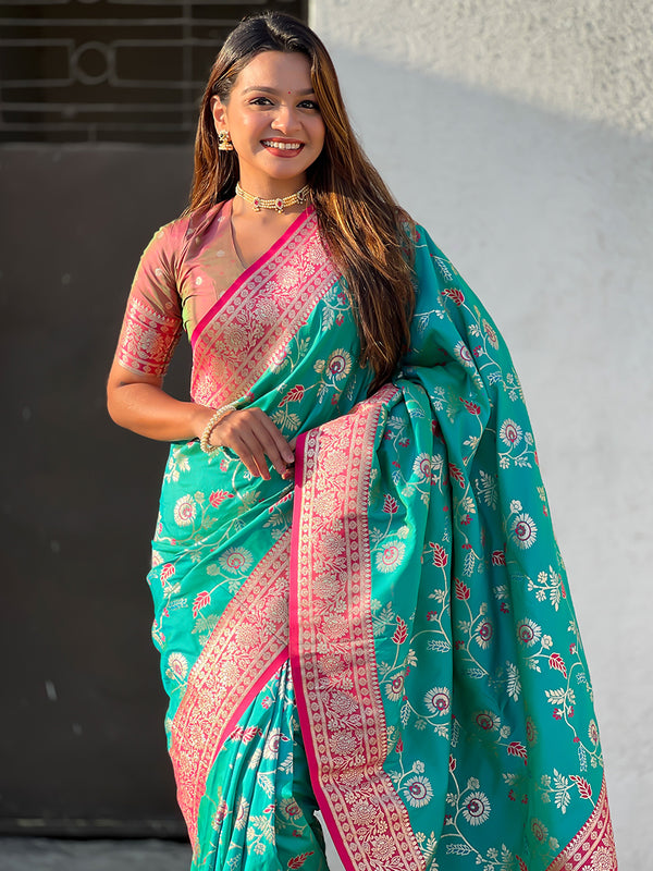 Premium Banarasi Soft Silk Saree With Blouse Piece