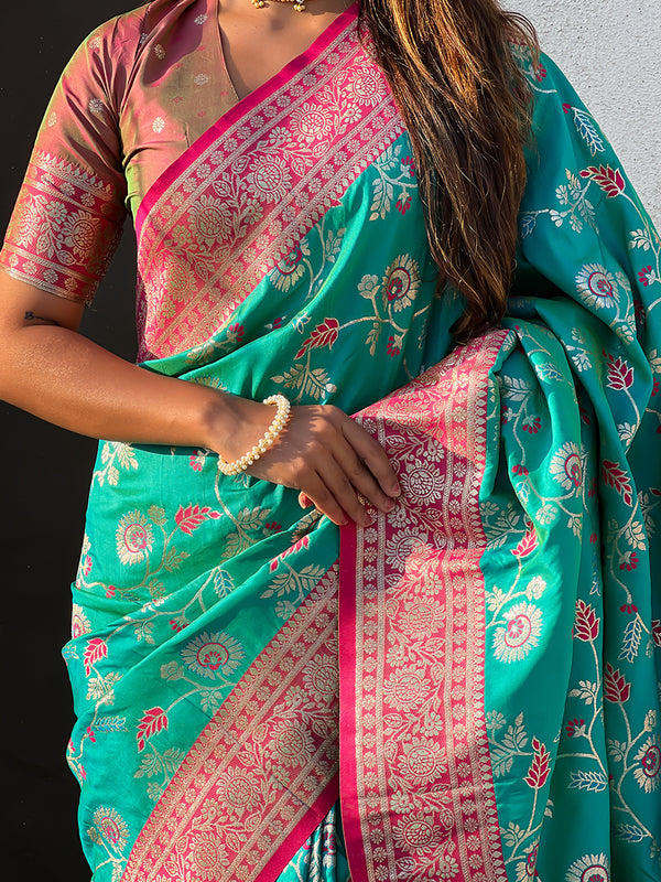 Premium Banarasi Soft Silk Saree With Blouse Piece