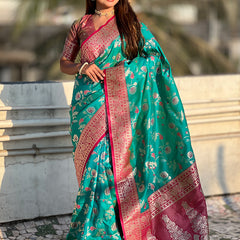 Premium Banarasi Soft Silk Saree With Blouse Piece