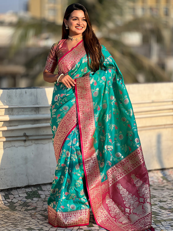 Premium Banarasi Soft Silk Saree With Blouse Piece