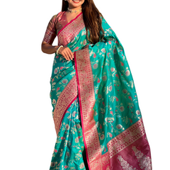 Premium Banarasi Soft Silk Saree With Blouse Piece