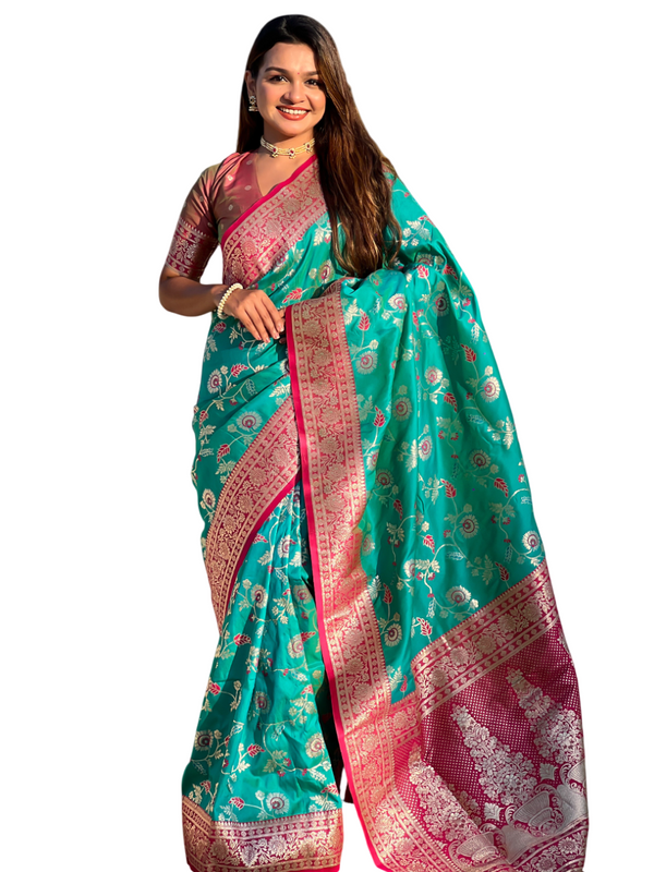 Premium Banarasi Soft Silk Saree With Blouse Piece