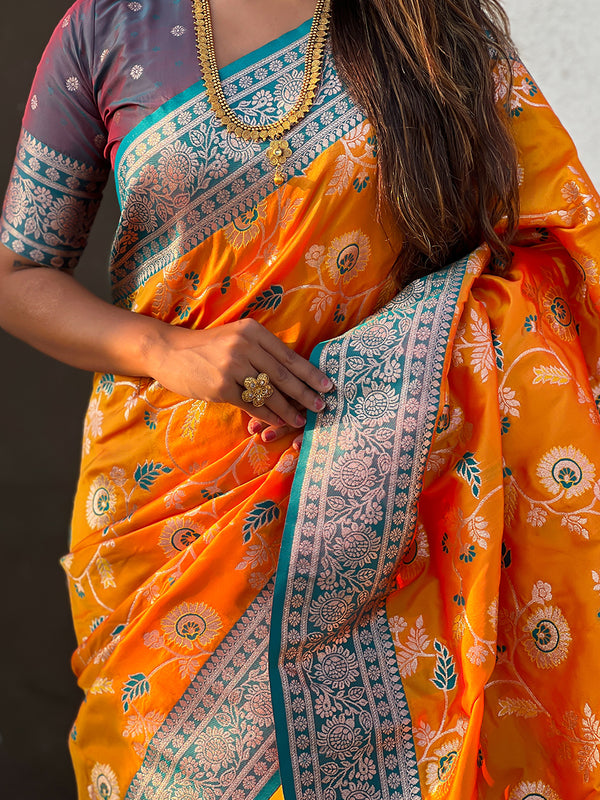 Premium Banarasi Soft Silk Saree With Blouse Piece