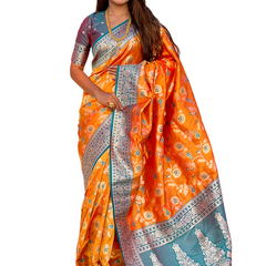 Premium Banarasi Soft Silk Saree With Blouse Piece