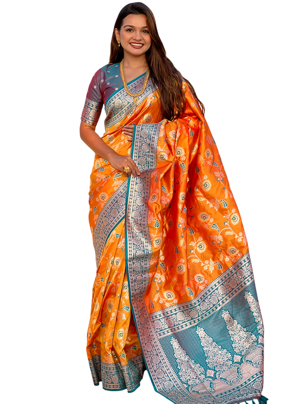Premium Banarasi Soft Silk Saree With Blouse Piece