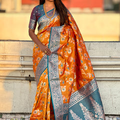 Premium Banarasi Soft Silk Saree With Blouse Piece