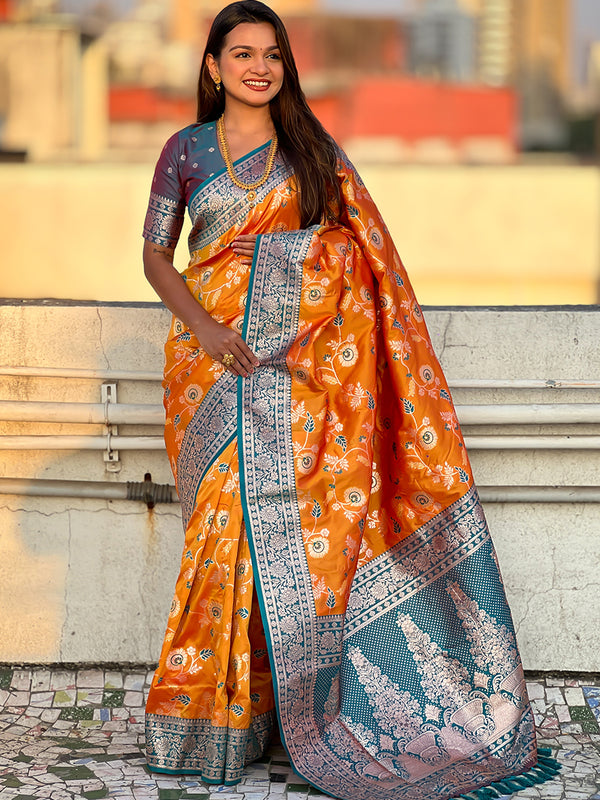 Premium Banarasi Soft Silk Saree With Blouse Piece