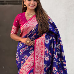 Premium Banarasi Soft Silk Saree With Blouse Piece