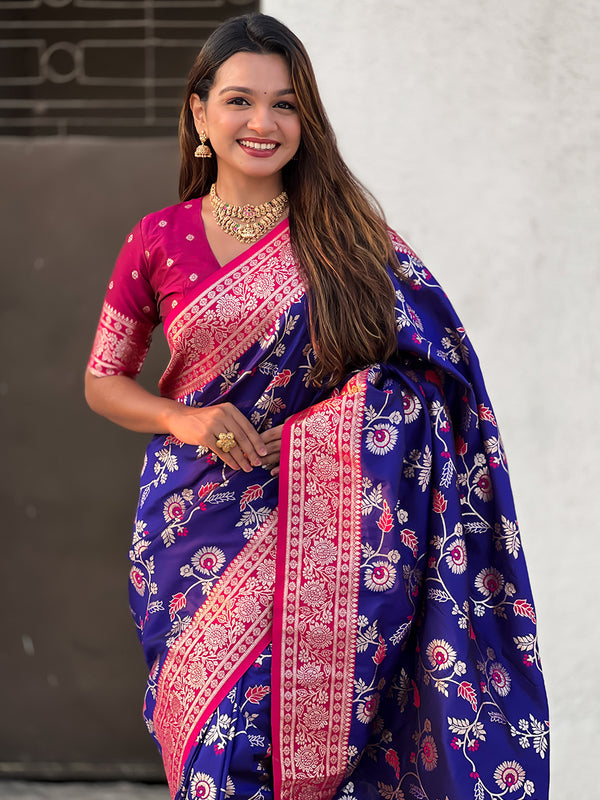 Premium Banarasi Soft Silk Saree With Blouse Piece