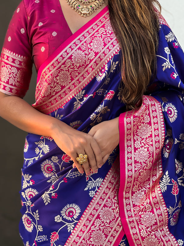 Premium Banarasi Soft Silk Saree With Blouse Piece