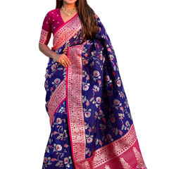 Premium Banarasi Soft Silk Saree With Blouse Piece
