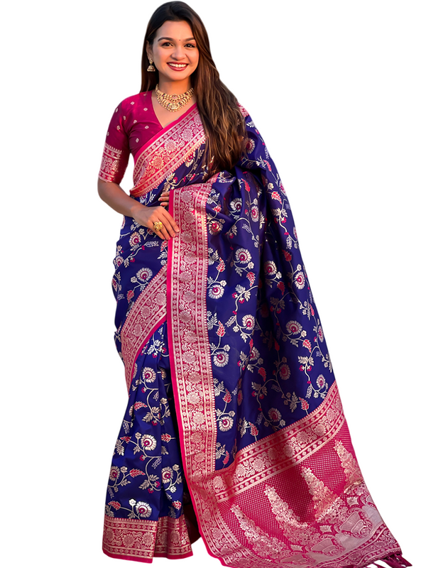 Premium Banarasi Soft Silk Saree With Blouse Piece