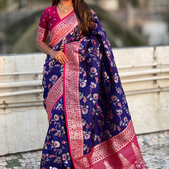 Premium Banarasi Soft Silk Saree With Blouse Piece