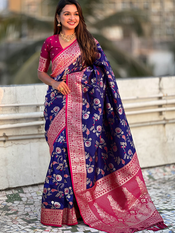 Premium Banarasi Soft Silk Saree With Blouse Piece