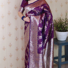 Premium Banarasi Soft Silk Saree with Blouse Piece