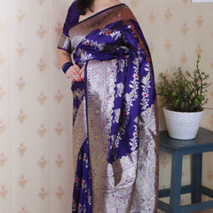 Premium Banarasi Soft Silk Saree with Blouse Piece