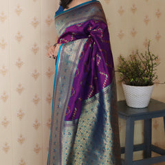 Premium Banarasi Soft Silk Saree with Blouse Piece