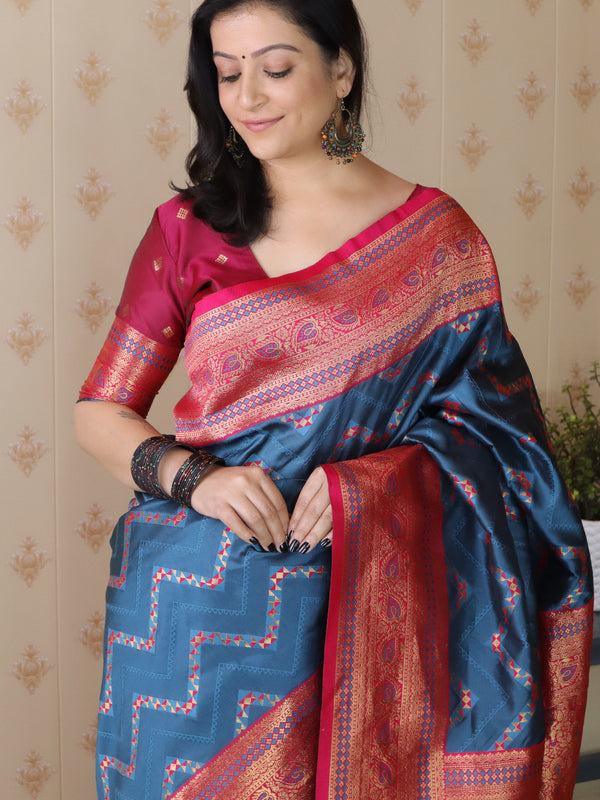 Premium Banarasi Soft Silk Saree with Blouse Piece