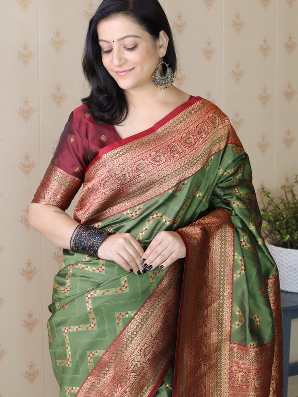 Premium Banarasi Soft Silk Saree with Blouse Piece