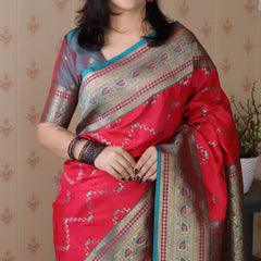 Premium Banarasi Soft Silk Saree with Blouse Piece