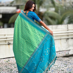 Premium Patola Silk Saree With Meenakari Ikkat Weaving & Brocade Blouse