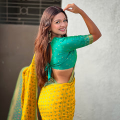 Premium Patola Silk Saree With Meenakari Ikkat Weaving & Brocade Blouse
