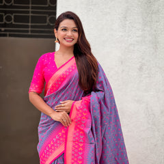 Premium Patola Silk Saree With Meenakari Ikkat Weaving & Brocade Blouse
