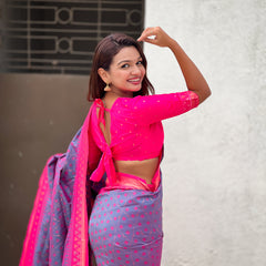 Premium Patola Silk Saree With Meenakari Ikkat Weaving & Brocade Blouse
