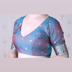 Soft Silk Banarasi Saree with Peacock Butta Meenakari Motifs & Blouse Piece