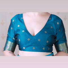 Soft Silk Banarasi Saree with Peacock Butta Meenakari Motifs & Blouse Piece