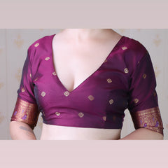 Soft Silk Banarasi Saree with Peacock Butta Meenakari Motifs & Blouse Piece