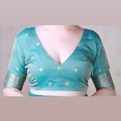 Soft Silk Banarasi Saree with Peacock Butta Meenakari Motifs & Blouse Piece