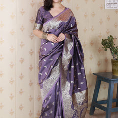 Banarasi Silk Blend Saree with Blouse Piece