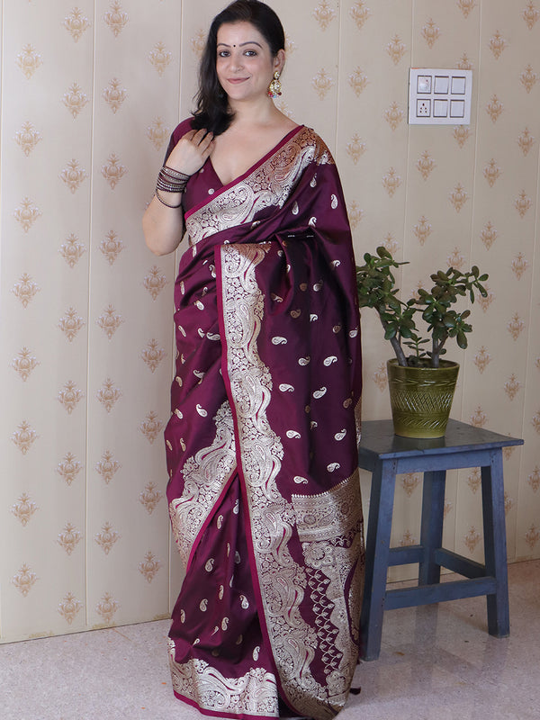 Banarasi Silk Blend Saree with Blouse Piece