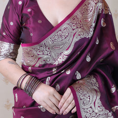Banarasi Silk Blend Saree with Blouse Piece