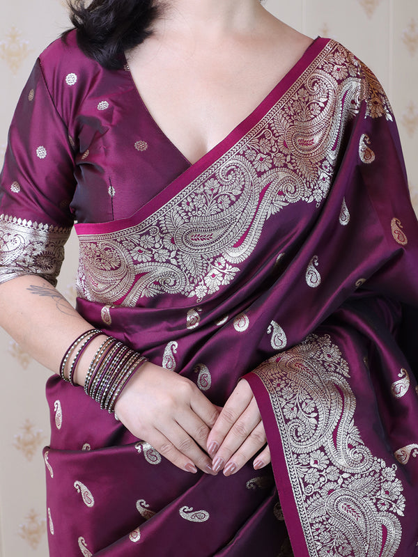 Banarasi Silk Blend Saree with Blouse Piece