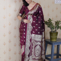 Banarasi Silk Blend Saree with Blouse Piece
