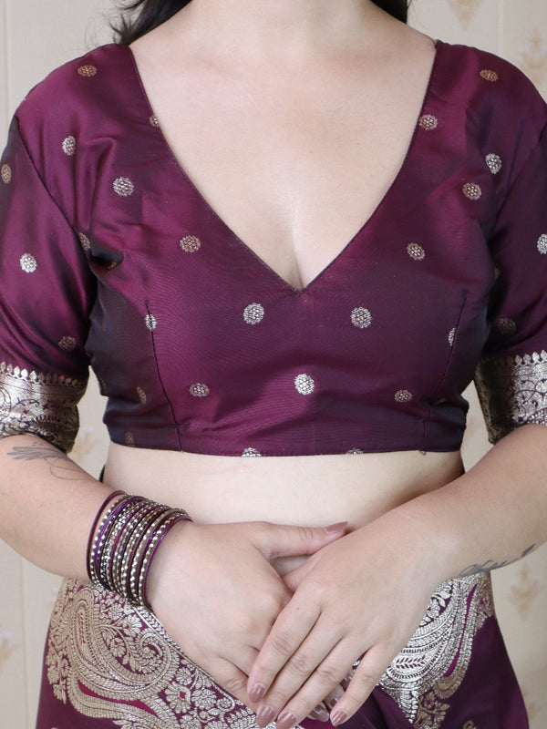 Banarasi Silk Blend Saree with Blouse Piece