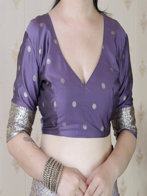 Banarasi Silk Blend Saree with Blouse Piece