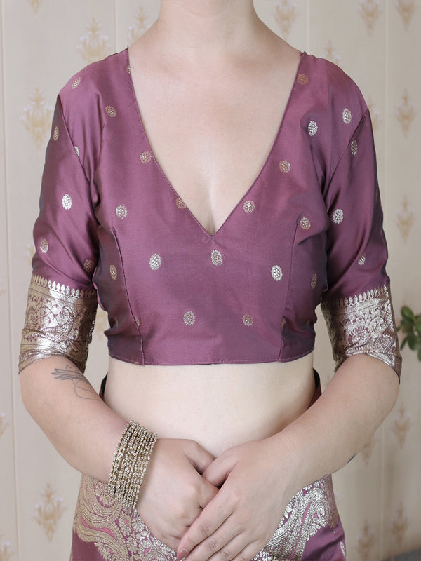 Banarasi Silk Blend Saree with Blouse Piece