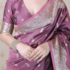 Banarasi Silk Blend Saree with Blouse Piece