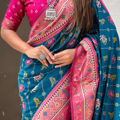 Woven Design Zari Patola Silk Saree With Blouse Piece