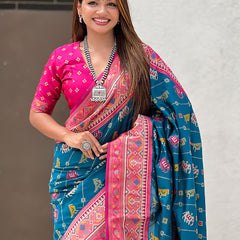 Woven Design Zari Patola Silk Saree With Blouse Piece