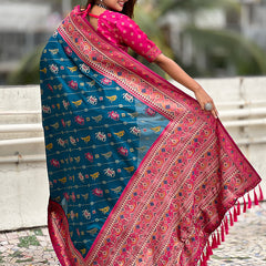 Woven Design Zari Patola Silk Saree With Blouse Piece