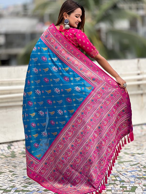 Woven Design Zari Patola Silk Saree With Blouse Piece