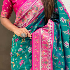 Woven Design Zari Patola Silk Saree With Blouse Piece