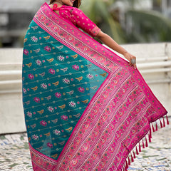Woven Design Zari Patola Silk Saree With Blouse Piece