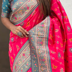 Woven Design Zari Patola Silk Saree With Blouse Piece
